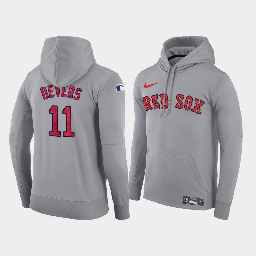 Men Boston Red Sox #11 Devers gray road hoodie 2021 MLB Nike Jerseys